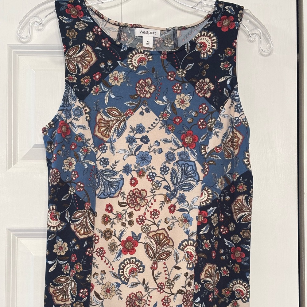 Westport Floral Tank Top - Navy and Cream